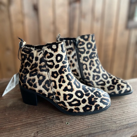LEOPARD Genuine Cowhide & Leather Bootie 2025 TREND combat ankle boot used - Picture 7 of 14